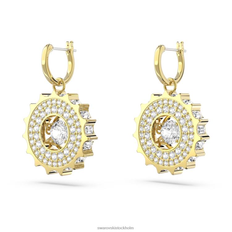 Swarovski rota droppe örhängen P28L814 Smycken blandade runda snitt, vit, guldfärgad pläterad