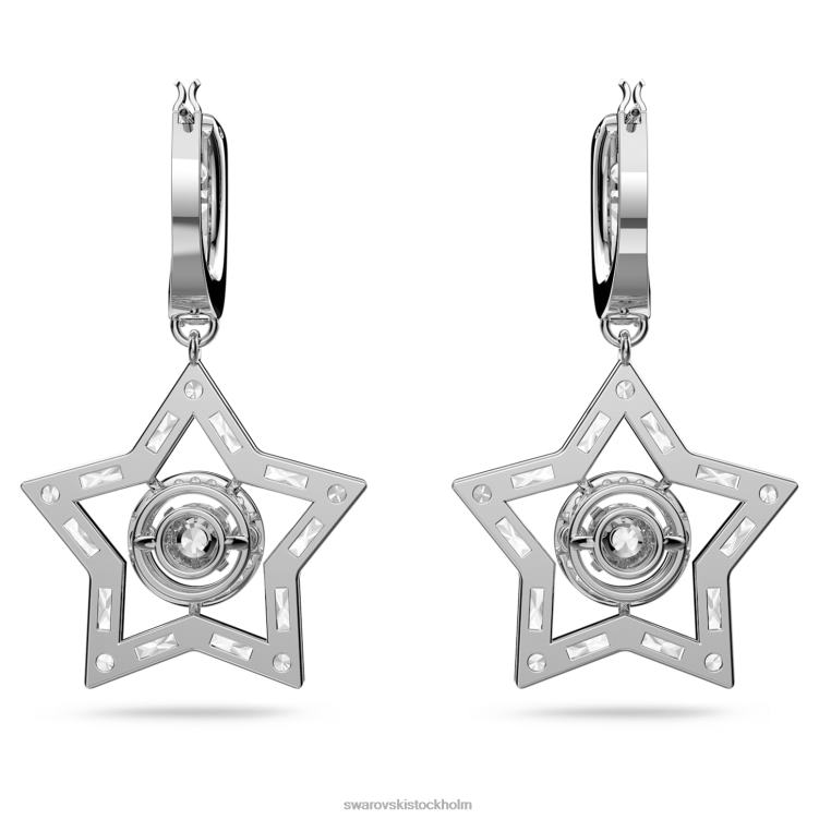 Swarovski stella droppe örhängen P28L789 Smycken blandade snitt, stjärna, vit, rodiumpläterad