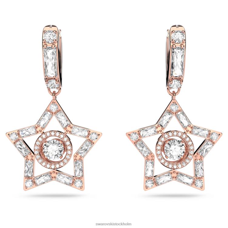 Swarovski stella droppe örhängen P28L800 Smycken blandade snitt, stjärna, vit, roséguld pläterad
