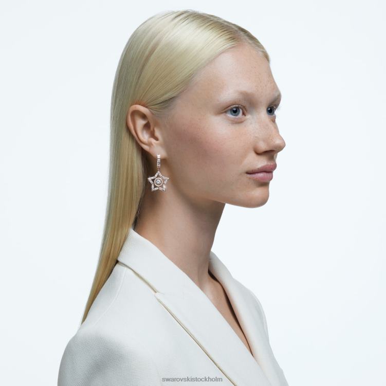 Swarovski stella droppe örhängen P28L800 Smycken blandade snitt, stjärna, vit, roséguld pläterad