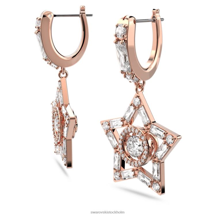 Swarovski stella droppe örhängen P28L800 Smycken blandade snitt, stjärna, vit, roséguld pläterad
