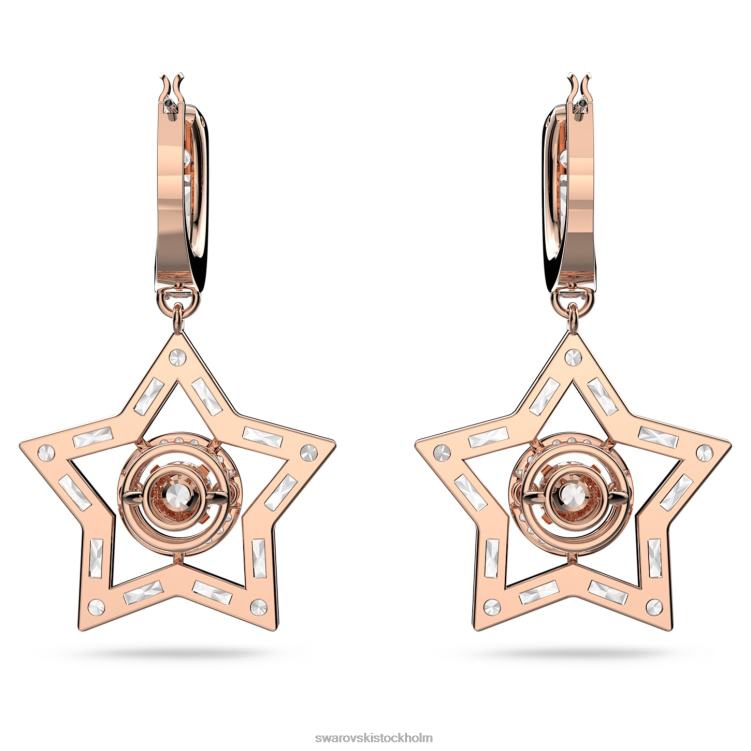 Swarovski stella droppe örhängen P28L800 Smycken blandade snitt, stjärna, vit, roséguld pläterad