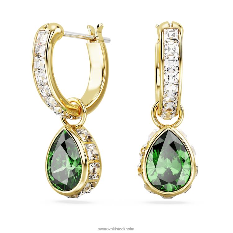 Swarovski stilla drop örhängen P28L831 Smycken päronslipad, grön, guldfärgad
