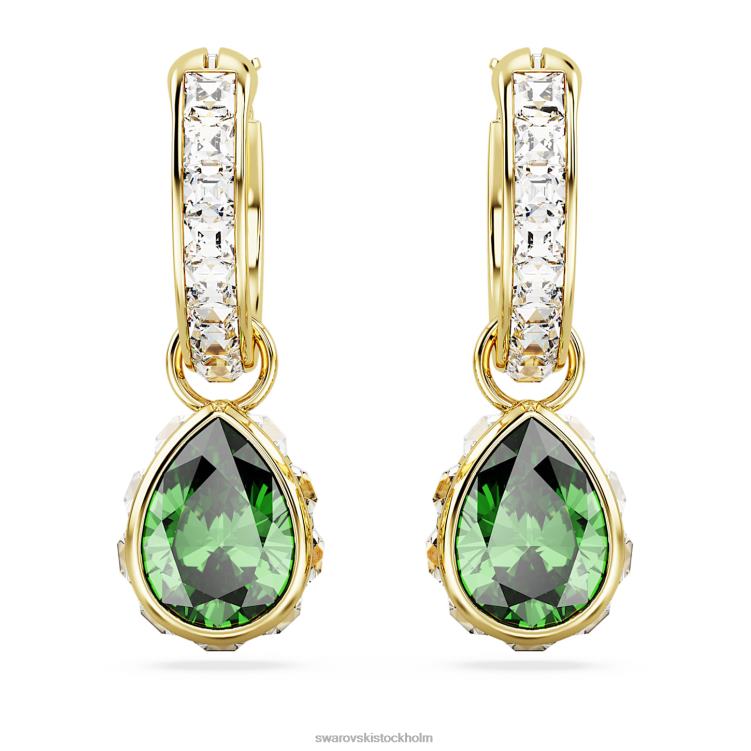 Swarovski stilla drop örhängen P28L831 Smycken päronslipad, grön, guldfärgad