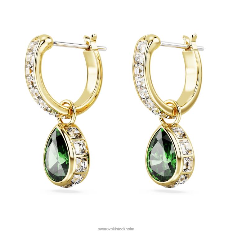 Swarovski stilla drop örhängen P28L831 Smycken päronslipad, grön, guldfärgad