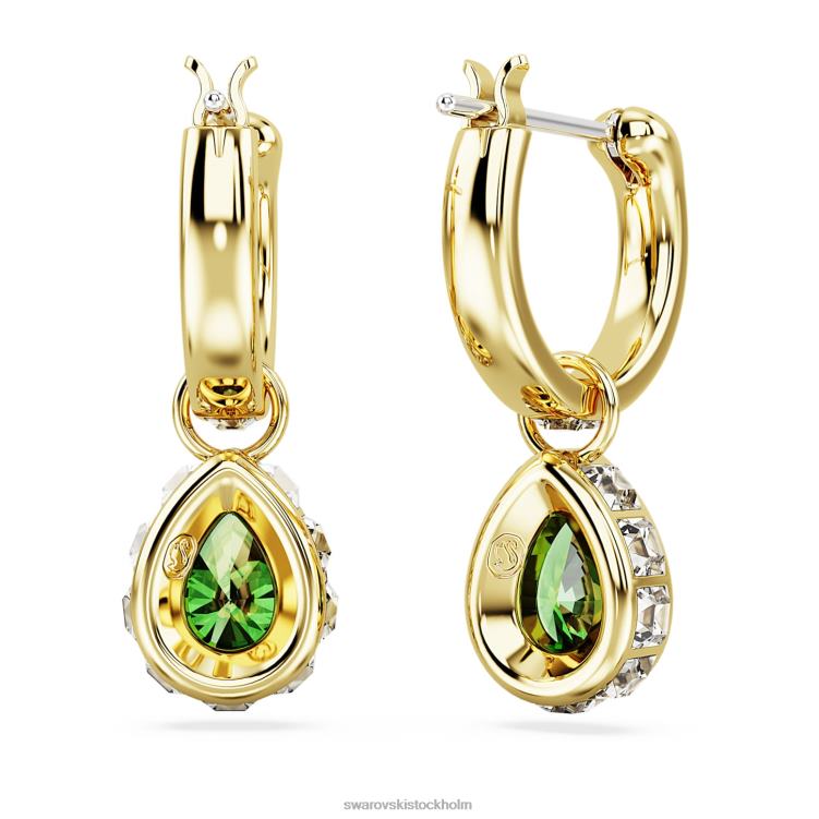 Swarovski stilla drop örhängen P28L831 Smycken päronslipad, grön, guldfärgad