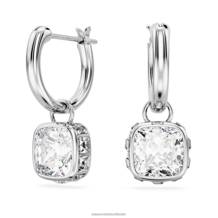 Swarovski stilla drop örhängen P28L832 Smycken fyrkantig skuren, vit, rodiumpläterad