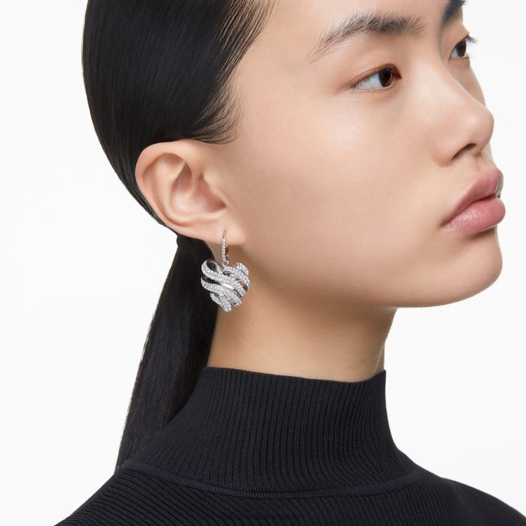 Swarovski volta örhängen P28L786 Smycken hjärta, vit, rodiumpläterad