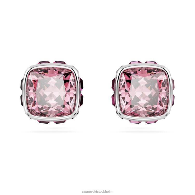 Swarovski Birdstone örhängen fyrkantigt skuren P28L725 Smycken oktober, rosa, rodiumpläterad