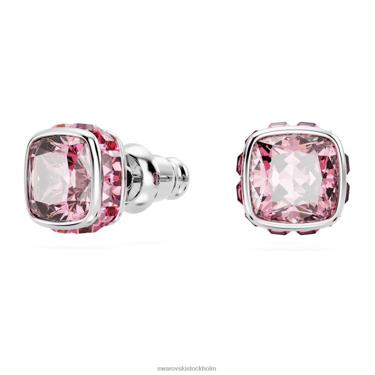 Swarovski Birdstone örhängen fyrkantigt skuren P28L725 Smycken oktober, rosa, rodiumpläterad
