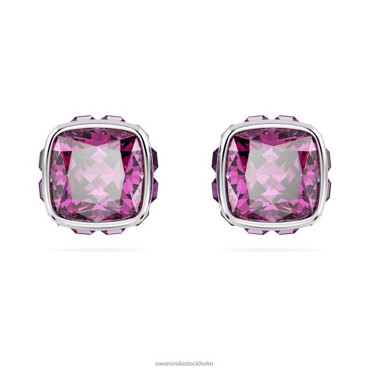 Swarovski Birdstone örhängen fyrkantigt skuren P28L735 Smycken februari, rosa, rodiumpläterad