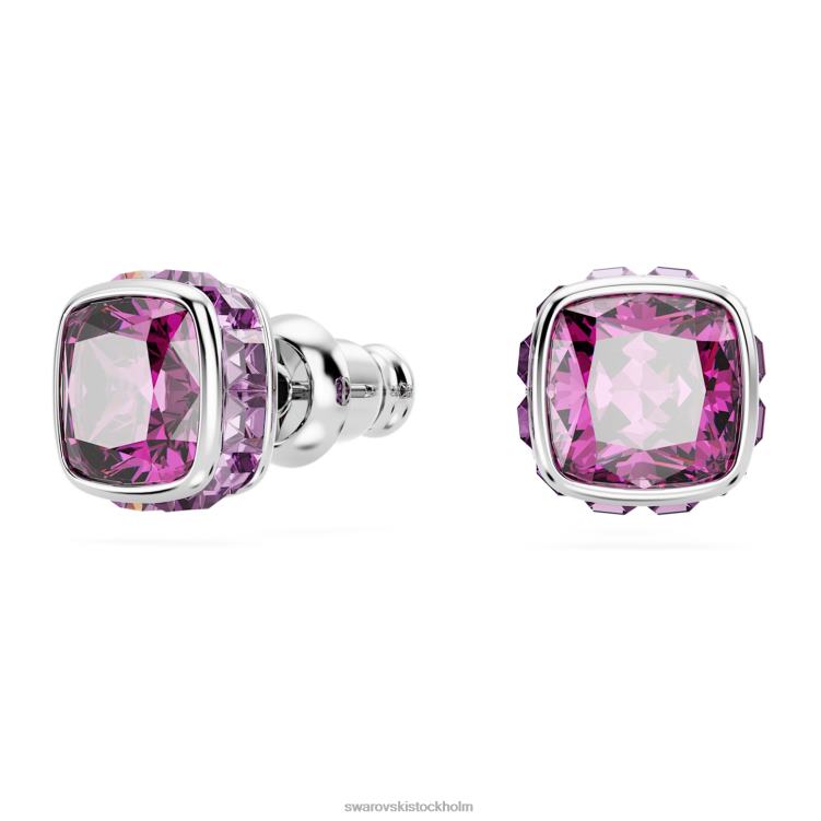 Swarovski Birdstone örhängen fyrkantigt skuren P28L735 Smycken februari, rosa, rodiumpläterad