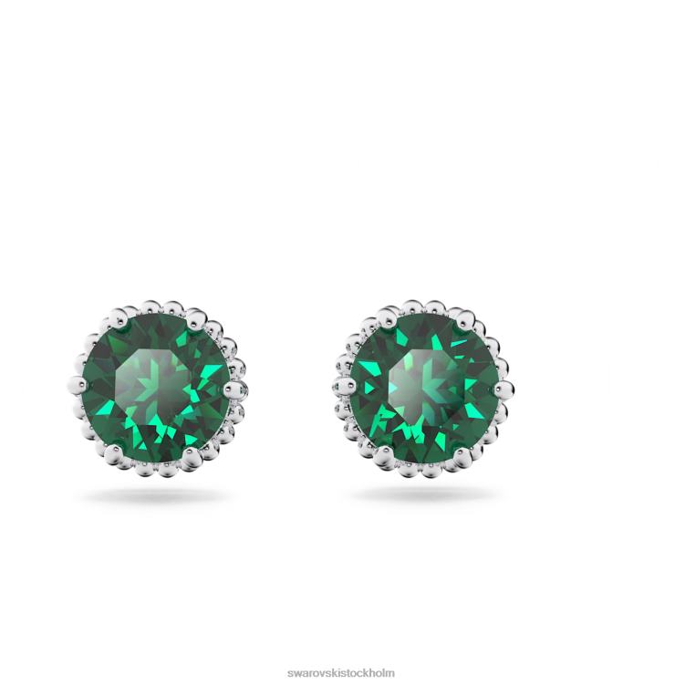 Swarovski Birdstone örhängen runda skurna P28L660 Smycken maj, grön, rodiumpläterad