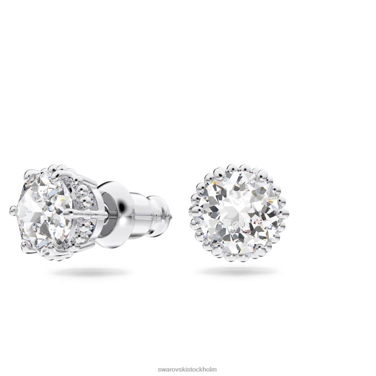 Swarovski Birdstone örhängen runda skurna P28L661 Smycken april, vit, rodiumpläterad
