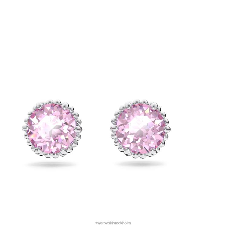 Swarovski Birdstone örhängen runda skurna P28L667 Smycken juni, rosa, rodiumpläterad