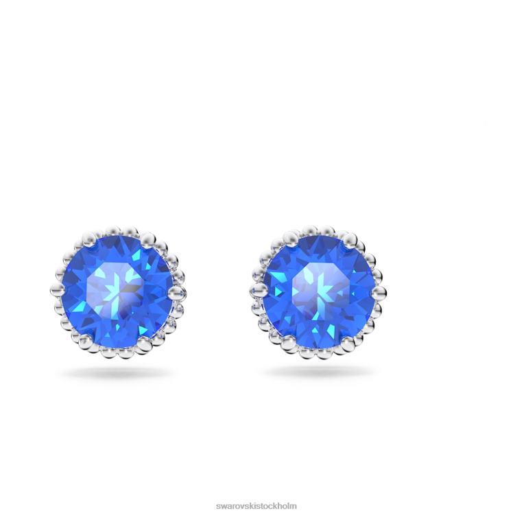 Swarovski Birdstone örhängen runda skurna P28L685 Smycken september, blå, rodiumpläterad