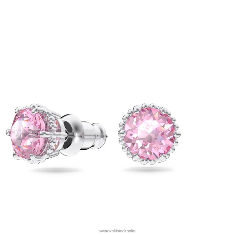 Swarovski Birdstone örhängen runda skurna P28L689 Smycken oktober, rosa, rodiumpläterad