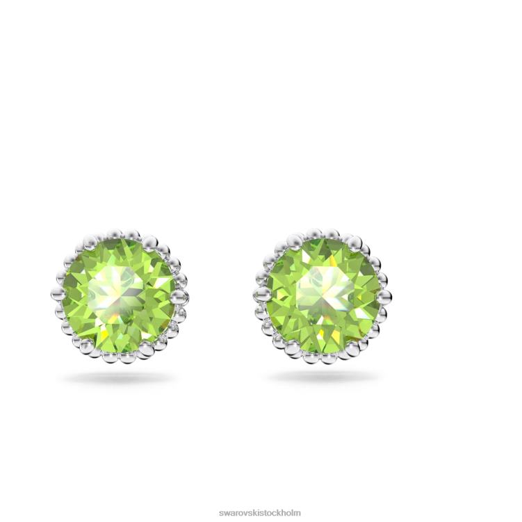 Swarovski Birdstone örhängen runda skurna P28L690 Smycken augusti, grön, rodiumpläterad