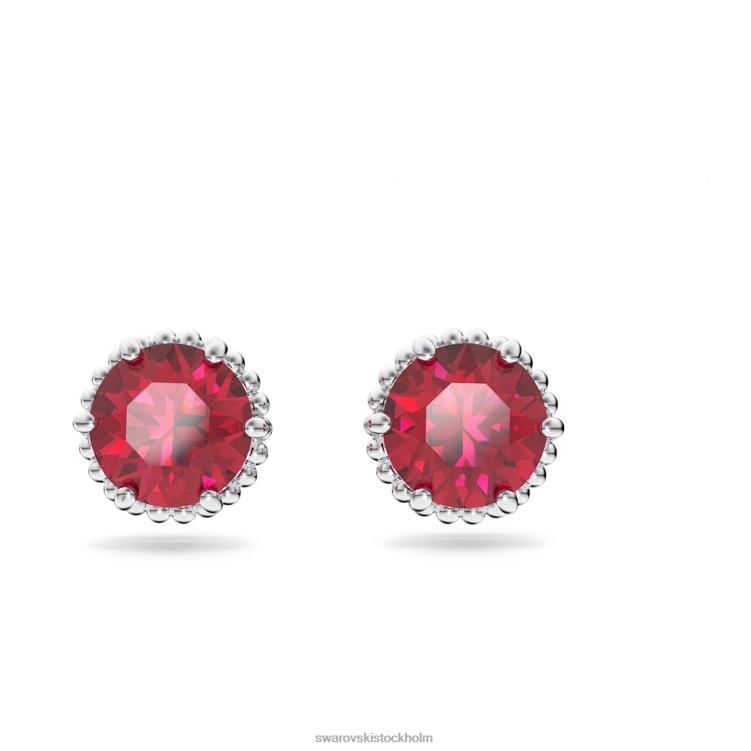 Swarovski Birdstone örhängen runda skurna P28L691 Smycken juli, röd, rodiumpläterad