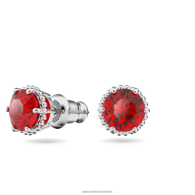 Swarovski Birdstone örhängen runda skurna P28L695 Smycken januari, röd, rodiumpläterad