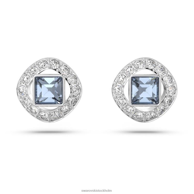 Swarovski angelic stud örhängen P28L666 Smycken fyrkantig skuren, blå, rodiumpläterad