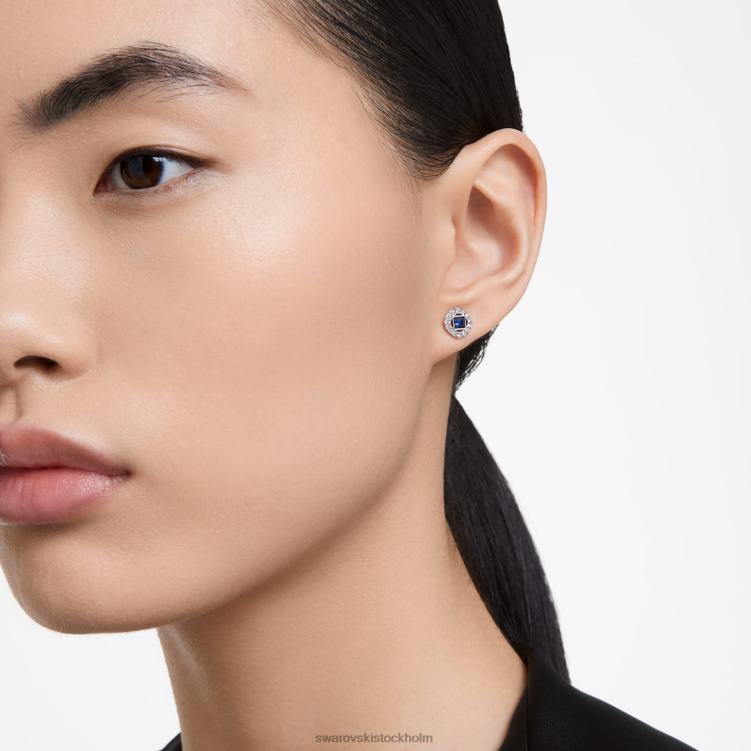 Swarovski angelic stud örhängen P28L666 Smycken fyrkantig skuren, blå, rodiumpläterad