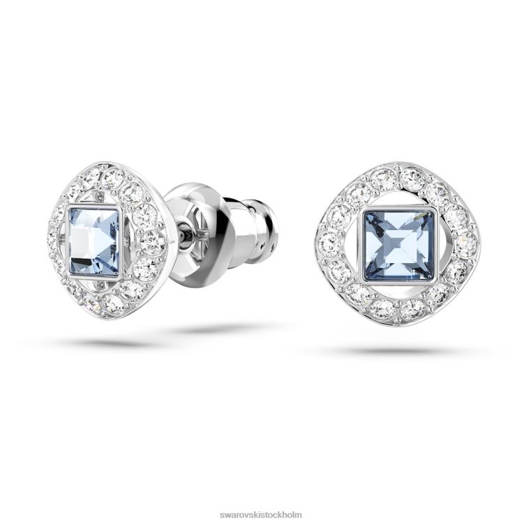Swarovski angelic stud örhängen P28L666 Smycken fyrkantig skuren, blå, rodiumpläterad