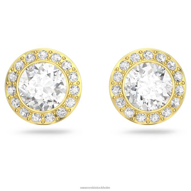 Swarovski angelic stud örhängen P28L671 Smycken rund skuren, vit, guldfärgad