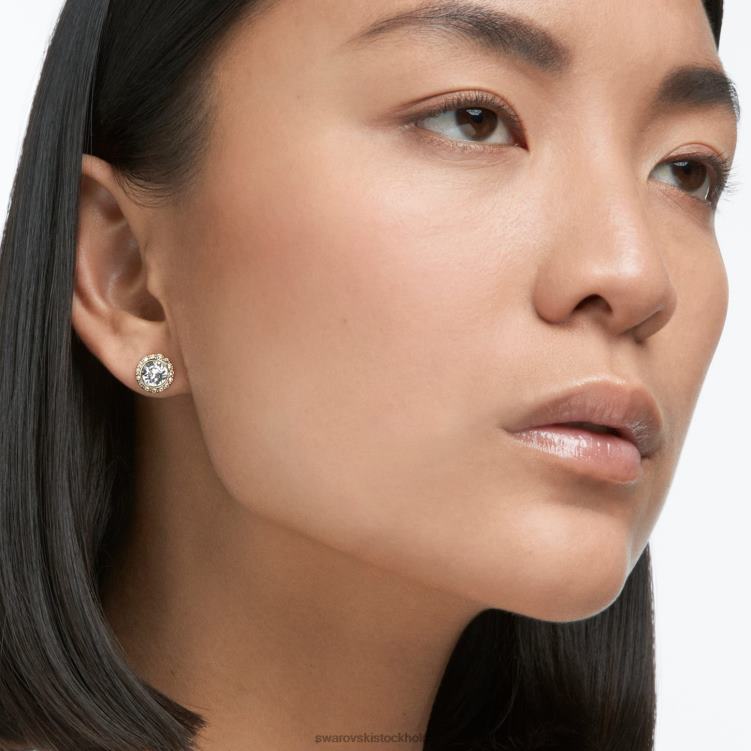 Swarovski angelic stud örhängen P28L671 Smycken rund skuren, vit, guldfärgad
