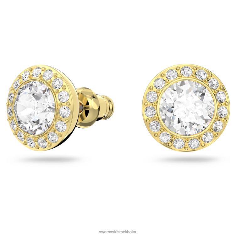 Swarovski angelic stud örhängen P28L671 Smycken rund skuren, vit, guldfärgad