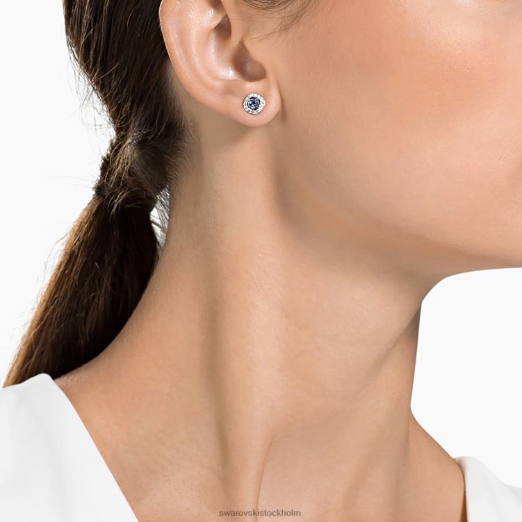 Swarovski angelic stud örhängen P28L679 Smycken fyrkantig skuren, blå, rodiumpläterad