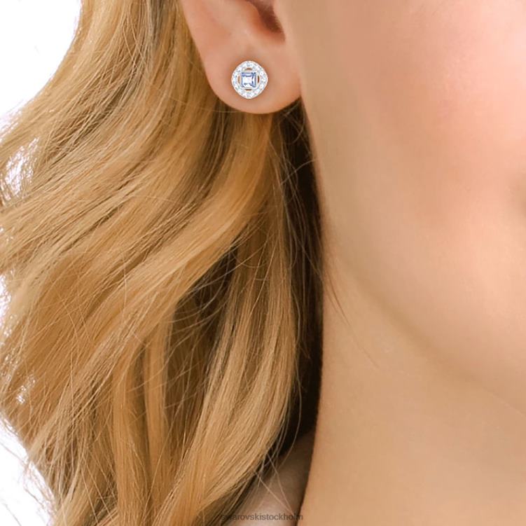 Swarovski angelic stud örhängen P28L679 Smycken fyrkantig skuren, blå, rodiumpläterad