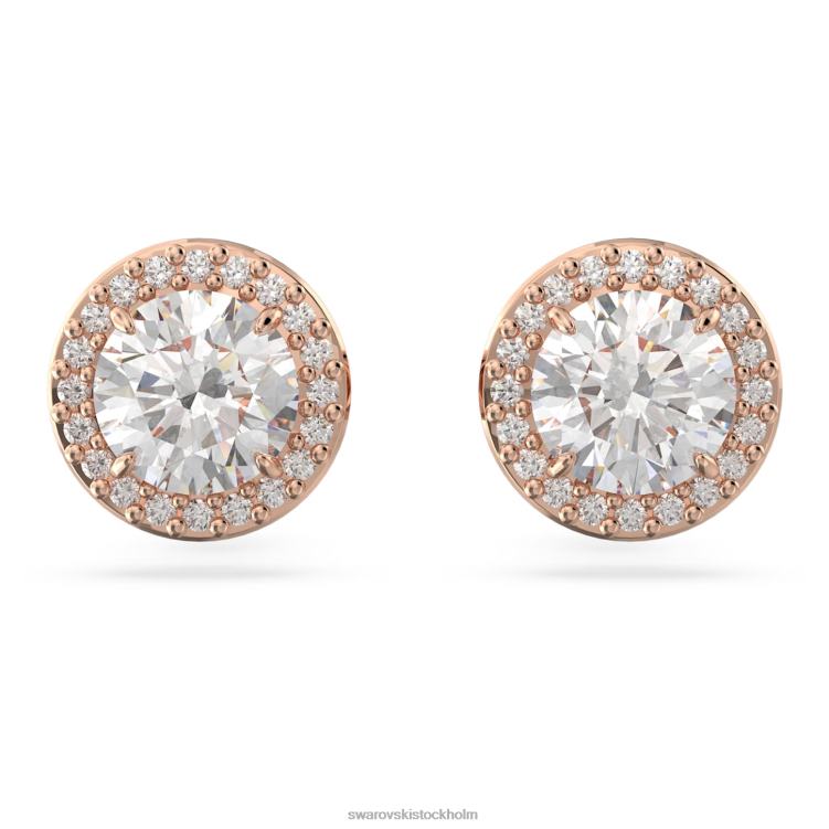 Swarovski constella örhängen P28L670 Smycken rund skuren, pave, vit, roséguld pläterad