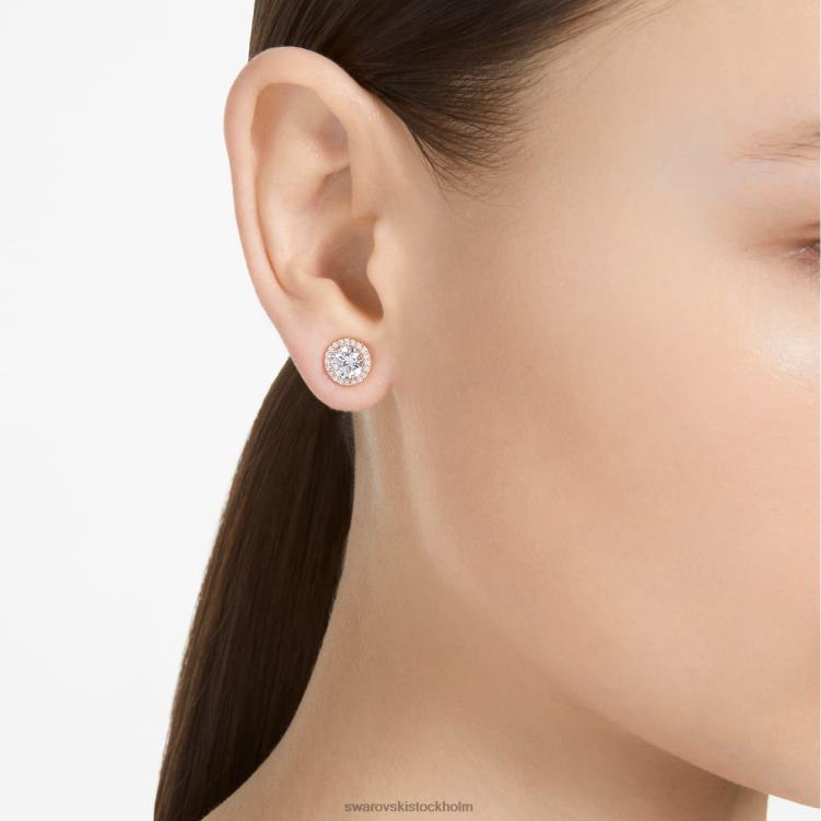 Swarovski constella örhängen P28L670 Smycken rund skuren, pave, vit, roséguld pläterad