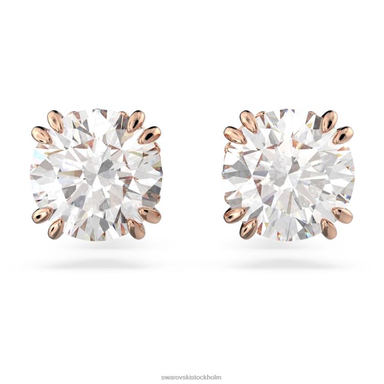 Swarovski constella örhängen P28L677 Smycken rund skuren, vit, roséguld pläterad