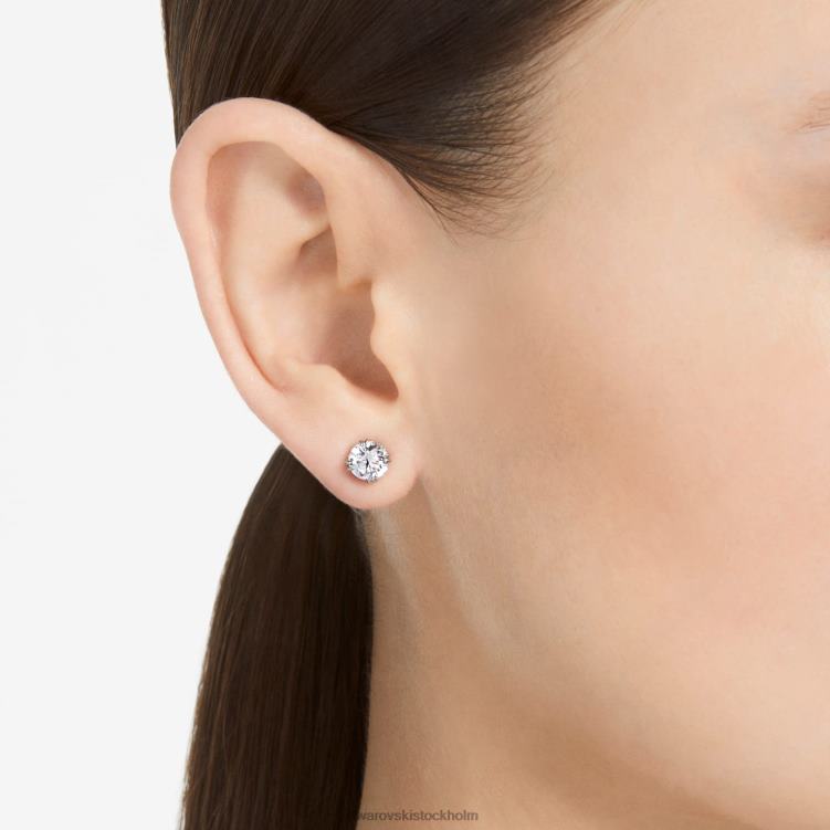 Swarovski constella örhängen P28L746 Smycken rund skuren, vit, rodiumpläterad