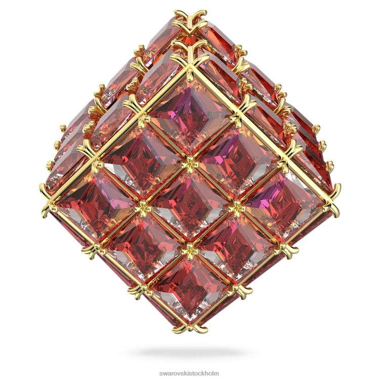 Swarovski curiosa örhänge P28L975 Smycken enkel, fyrkantig, orange, guldfärgad