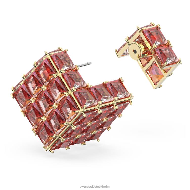 Swarovski curiosa örhänge P28L975 Smycken enkel, fyrkantig, orange, guldfärgad