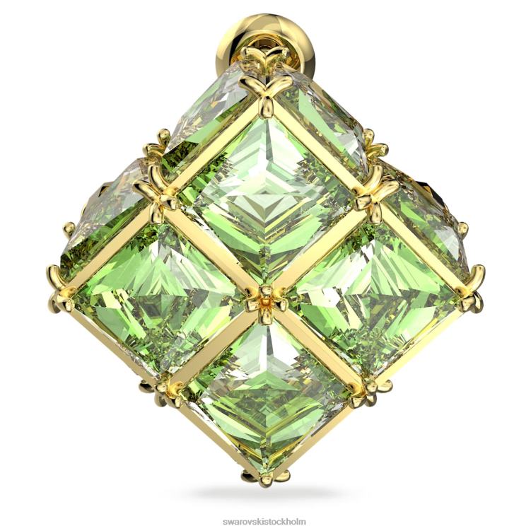 Swarovski curiosa örhänge P28L976 Smycken enkel, fyrkantig, grön, guldfärgad
