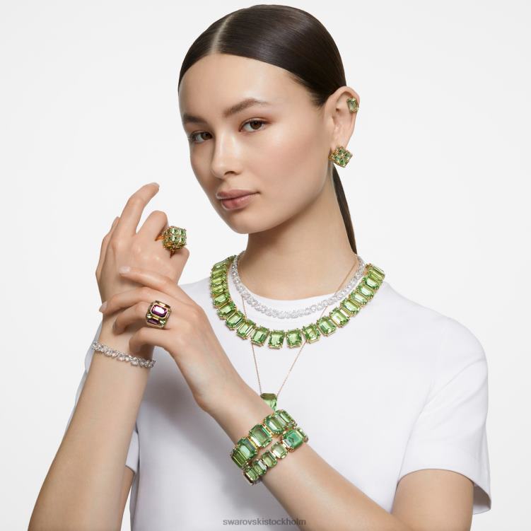 Swarovski curiosa örhänge P28L976 Smycken enkel, fyrkantig, grön, guldfärgad