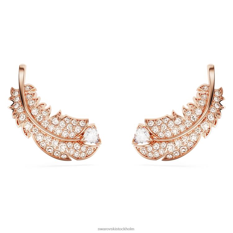 Swarovski fina örhängen P28L724 Smycken fjäder, vit, roséguld pläterad