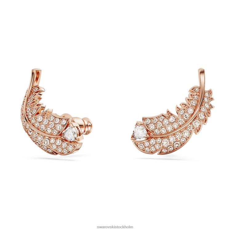 Swarovski fina örhängen P28L724 Smycken fjäder, vit, roséguld pläterad
