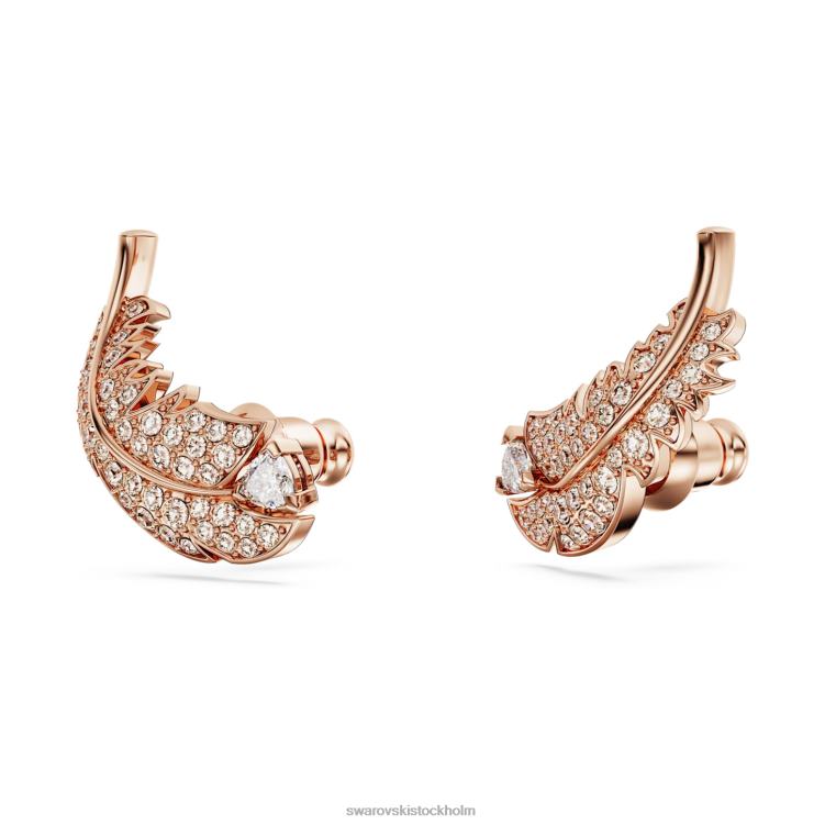 Swarovski fina örhängen P28L724 Smycken fjäder, vit, roséguld pläterad