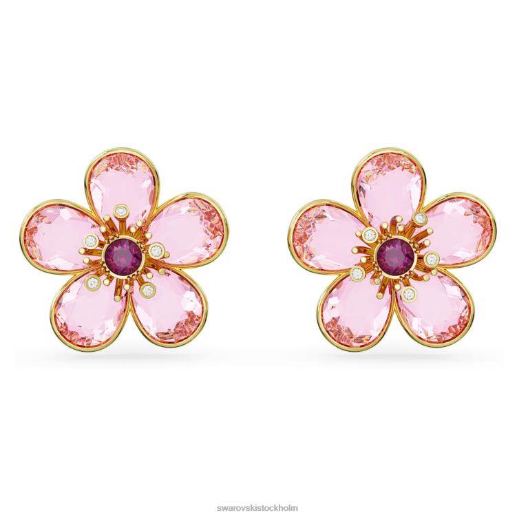 Swarovski florere örhängen P28L655 Smycken blomma, rosa, guldfärgad