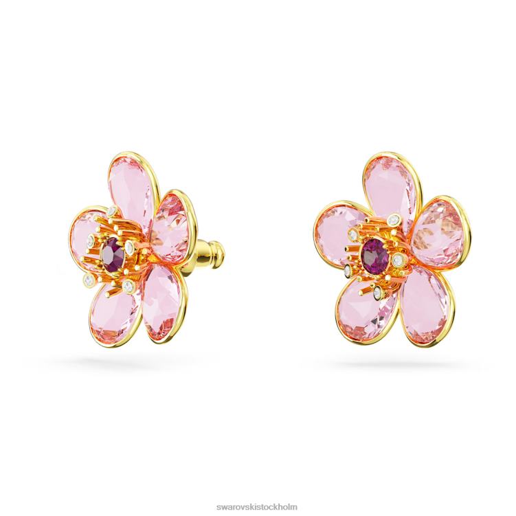 Swarovski florere örhängen P28L655 Smycken blomma, rosa, guldfärgad