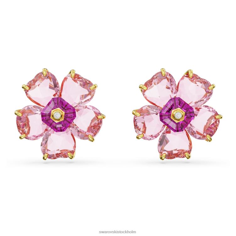 Swarovski florere örhängen P28L751 Smycken blomma, rosa, guldfärgad