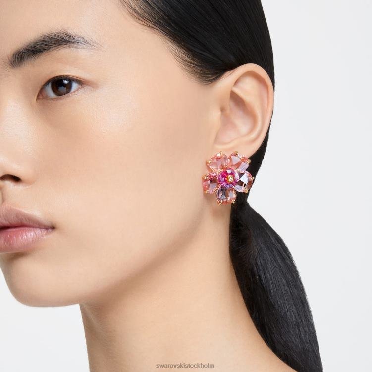 Swarovski florere örhängen P28L751 Smycken blomma, rosa, guldfärgad