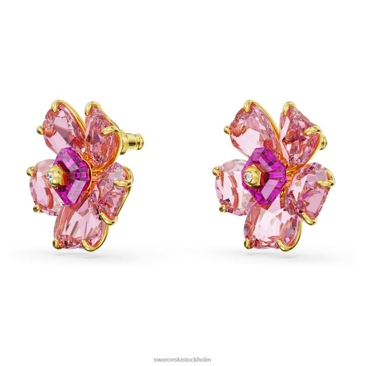 Swarovski florere örhängen P28L751 Smycken blomma, rosa, guldfärgad