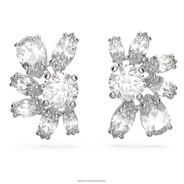Swarovski gema örhängen P28L722 Smycken blandade snitt, blomma, vit, rodiumpläterad