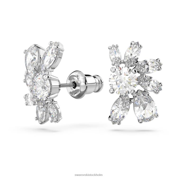 Swarovski gema örhängen P28L722 Smycken blandade snitt, blomma, vit, rodiumpläterad